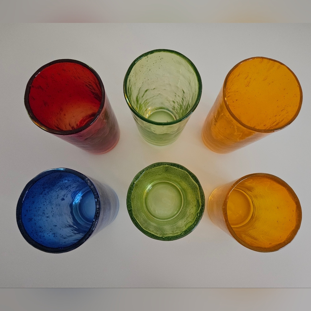 Multicolor Handblown Bubble Glasses | Set of 6 - Picture 2 of 9
